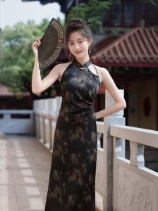 Halter Cheongsam Dress Large Size Slim Fitting