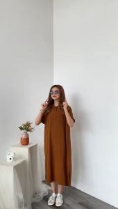 Dress Daster Kerah Kemeja Korean Style Home Dress Crinkle