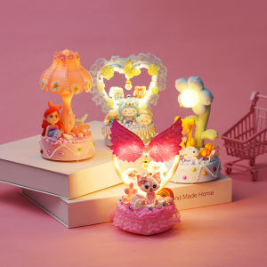 Girls DIY Glowing Cartoon Night Light Kit Creative Handmade Craft Materials Board Toys Educational Puzzle Plaything for Kids