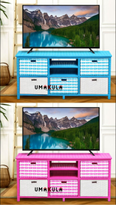 Lemari Rak Rotan Sintetis 5 Laci Buffet Bufet Meja TV 43 inci Ruang Tamu Minimalis Modern Terbaru