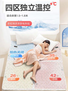 Rainbow Brand Double Control Four Temperature Zone Electric Blanket Safety Timed Full Cotton Electric Quilt Home Use