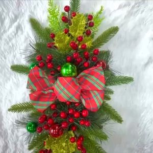 Premium Garland Natal Dekorasi Tangga Tanpa Kabel dengan Lampu LED