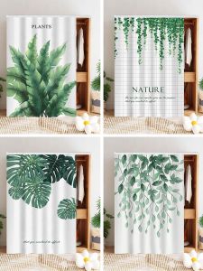 Nordic Green Plant Wardrobe Door Curtain Privacy Partition Dustproof Curtain Shoe Rack Concealment Curtain Bedroom Decor