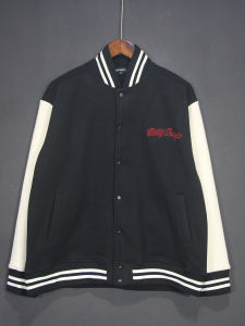 แจ็คเก็ตเบสบอลขนแกะฤดูใบไม้ร่วง/ฤดูหนาว แจ็คเก็ตกันหนาวแบบลำลองสไตล์ย้อนยุค สไตล์อเมริกัน แจ็คเก็ตขนสัตว์สำหรับทั้งชายและหญิง