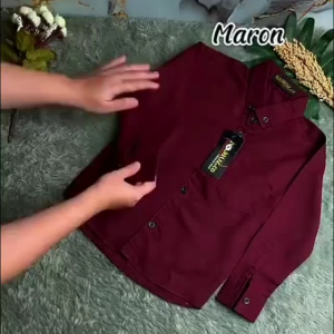 Kemeja Anak Laki-laki Lengan Panjang Polos Katun Hitam Putih Umur 1-13 Tahun Berbagai Warna Menarik