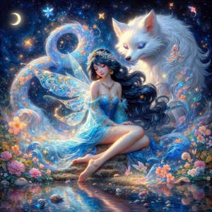 Huacan  Diy Diamond Painting New Collection Fairy And Fox Full Rhinestone Art Mosaic Embroidery Cartoon Picture Wall Decor