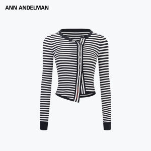 ANN ANDELMAN | Stripe Asymmetric Long Sleeve Knitwear