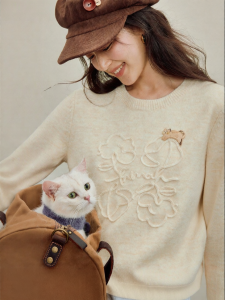 INMAN | Heavily Embroidered Casual Women Knit Pullover Sweater