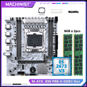 MACHINIST | MACHINIST X99 Motherboard Xeon E5 2673 V3 LGA 2011-3 CPU 16GB DDR3 Memory RAM NVME/SATA M.2 White PR8-H