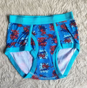 Boy 6y underwear with cartoon character prints blue waistband white body colorful side panels