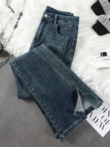 High Waist Slimming Flared Jeans Womens Spring Autumn Fashion Cement Grey Micro Flare Denim Pants Straight Leg Trousers