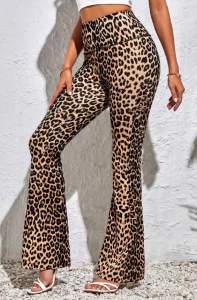Women Leopard Print Wide-leg Yoga Leggings High Waist Hip Lift Breathable Sports Flared Trousers Running Gym Fitness Pants
