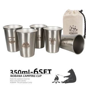 Mountainhiker | CLS&NOBANA 4/6/8PCS Outdoor 304 Stainless Steel Cup Set Camping Hiking Portable Water Cup for Travel Coffee Picnic Barbecue Beer