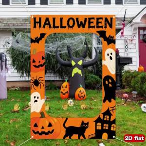 Happy Halloween Hollow Photo Booth Frame Banner Pumpkin Ghost Bat Spider Indoor Outdoor Yard Party Decor Backdrop Supplies