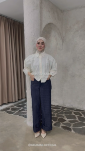 Ghanimi - Aghata Pants / Celana Highwaist Stripe / Pants Daily Casual Formal / Celana Kekinian