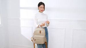 SmallAnt Ransel Laptop 14 Inci Ransel Perjalanan Kapasitas Besar Sederhana Wanita Tahan Air Kain Oxford