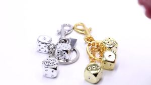 Creativity Golden Dice Keychain Pendant Portable Lucky Charm Keyring Pendants Men Women Backpack Jewelry Accessories