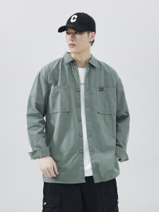 Áo Sơ Mi Nam Dài Tay Cotton Nguyên Chất Mùa Thu Xuân Rộng Rãi Thường Ngày Đa Năng Xanh Nhạt Thời Trang Áo Khoác Ngoài