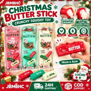 JBMBHC Ultra Soft TPR Butter Squishy 14x4cm Durable Crunchy Sound Maker Anti-Anxiety Toy For Office School Home Decoration Christmas Colors