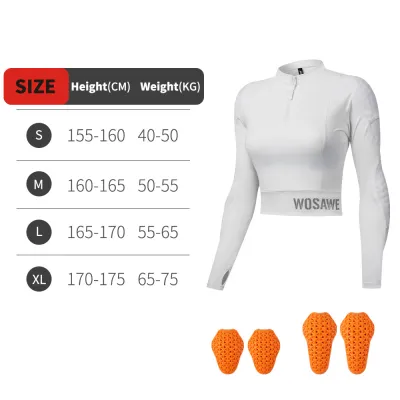 WOSAWE | WOSAWE Sexy Women Motorcycle Jacket with Shoulder Elbow Pads Lady Teens Girl Motocross Shirts Fitness Tops Casual Riding Gear