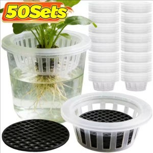 YESPERY 50Pcs Hydroponic Seedling Cups Soilless Cultivation Planting Baskets Reusable Transparent Grow Container For Leafy Vegetables Plant