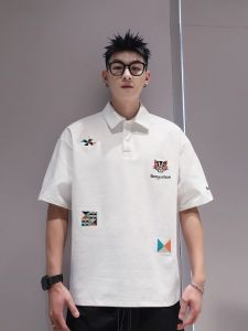 Áo Thun Polo Nam Thời Trang Rộng Rãi Thoáng Khí Thêu Hình Vượn Xanh Thường Ngày Cổ Polo Chất Liệu Polyester Mùa Hè