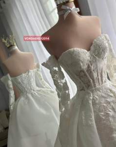 VÁY CƯỚI 2 in 1 – CÚP NGẮN DÀI + TẶNG KÈM ỐNG TAY