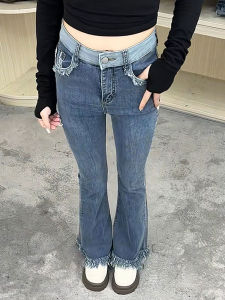 MANMI | Quần Jeans Ôm Dáng Xòe Có Túi và Phao Bèo