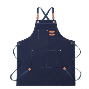 monolog custom canvas leater apron celemek kanvas salon barber barista waitres korea