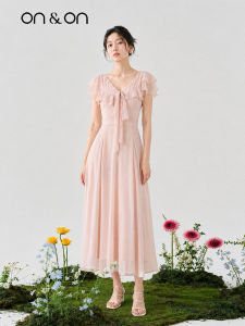 ON&ON | Summer French V-Neck Layered Ruffles Bow Tie Dress