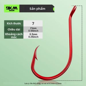 9KM DWLIFE | 50 Cái Móc Câu Bạch Tuộc Đỏ Kiểu Tròn Lệch Tâm Thép Carbon Cao Có Ngạnh Dùng Cho Câu Cá Nước Mặn Mồi Sống Cá Vược Cá Chó Cá Hồi Cá Trê