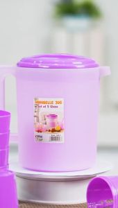 CPM Teko Anabelle Set of 5 Pcs Glass Ungu / Teko Plastik Set / Teko Beranak