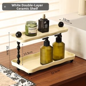 ZUNMOS | Vintage Style Bathroom Organizer Ceramic Double Layer