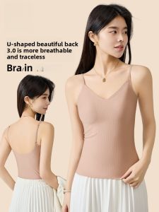 miiow | Womens Integrated Strapless Vest U-Back Nylon Tank Top Bra Pad Spring Summer Inner Wear Outerwear Catman MiiOW yh-395