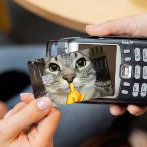 Cat Meme Art Funny Credit Card Stickers Bank Cards Public Transport Cards Waterproof and Scratch-Resistant Protective Film
