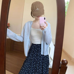 Áo Len Cardigan Mỏng Mùa Hè Bằng Lụa Băng Màu Trắng Có Mũ Trùm Đầu Chống Nắng Cho Nữ Áo Khoác Ngoài Mỏng Rộng Rãi Bằng Vải Voan