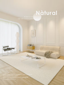 Modern Minimalist White Creamy Living Room Bedroom Carpet Easy to Maintain Rectangle Shaped Machine Woven Home Decor Rug