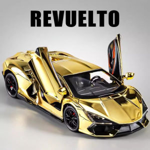 1:24 Scale Lambor Revuelto FKP37 Car Model Toy Metal Diecast Sound Light Pull Back Simulation Cars Models for Boys Collection