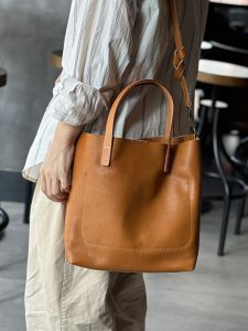 2023 New Retro Top Layer Cowhide Leather Handbag Women Simple Elegant Commuter Bag Genuine Leather Single Shoulder Slant Crossbody Bag