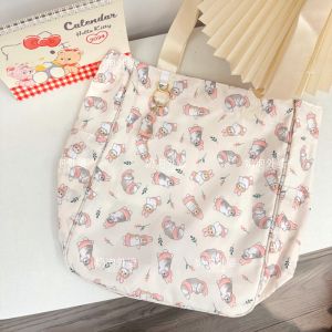 Cute Shark Cat Handbag Large Capacity Shopping Bag Tote Bag Single Shoulder Bag for Students Extra Class Japanese Style New Model