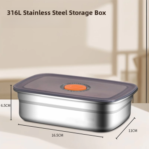 Food Grade 316 Stainless Steel Lunch Box Partitioned Microwave Safe Student Special Bento Box Rectangular Shape Large Capacity
