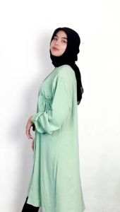 Tunilk Long Dress Olaav - Baju Atasan Wanita - Tunik Dress Cringkle Pocket