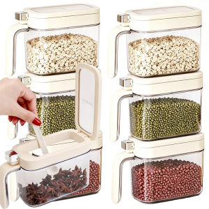 600ml Seasoning Box / Moisture-Proof Spice Jar with Spoon / Kitchen Condiment Sealed Storage Container / for Sugar Salt Cumin Pepper