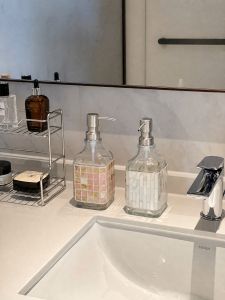 Scandinavian Color Mosaic Press Glass Bottle