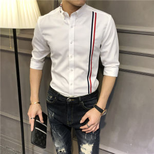 Original Slim Fit Long Sleeve Shirt TB Style Mens Korean Short Sleeve Business mid Sleeve Trendy No Ironing Required