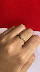 Cincin Wanita Model V Korea Anti Karat Perhiasan Wanita Anti Luntur Cincin Permata emas gold CX96