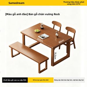 SAMEDREAM | Bàn Ăn Hình Chữ Nhật Gỗ Cứng Phong Cách Hiện Đại Mid-Century