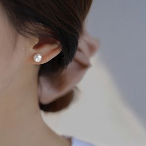 S999 Pure Silver Earrings Sleepwear Friendly water Pearl Ear Studs for Pierced Ears Fashionable Jewelry Accessories