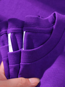 Pure Cotton Long Sleeve T-Shirt Black Plum Purple Base Shirt Top Casual Wear Breathable Sweat Absorbent Anti-static Anti-pilling