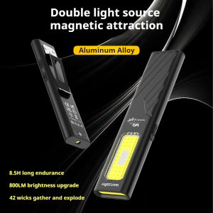 Warstar Dual Light Source Wt8 Portable Purple Light Flashlight 800 Lumens Strong Light Portable Work Light Magnetic Suction at the Back Clip Red Laser at the Bottom Dual-Hit Alarm